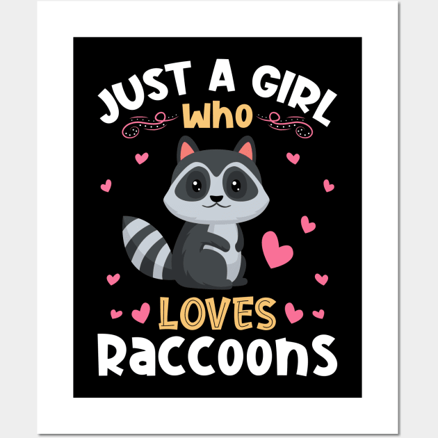 Just a Girl who Loves Raccoons Dog Wall Art by aneisha